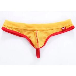 WJ Man Thong Low Waist Nylon Mesh Breathable Men's Thong T Briefs 4003-DK Small
